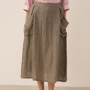Lintico linen cotton blend Classic Checkered cargo elastic waist 90s style skirt